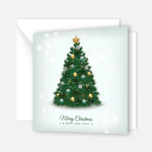 1 Retro-Weihnachtskarte, Klappkarte - 14,8x14,8cm Tannenmotiv