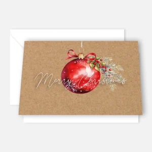 1 Weihnachtskarte mit Aquarellmotiv Weihnachtskugel 10,5x14,8cm - Klappkarte