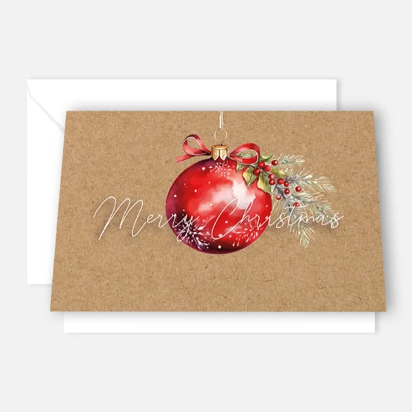 1 Weihnachtskarte mit Aquarellmotiv Weihnachtskugel 10,5x14,8cm - Klappkarte