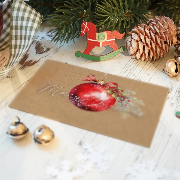 1 Weihnachtskarte mit Aquarellmotiv Weihnachtskugel 10,5x14,8cm - Klappkarte – Bild 7