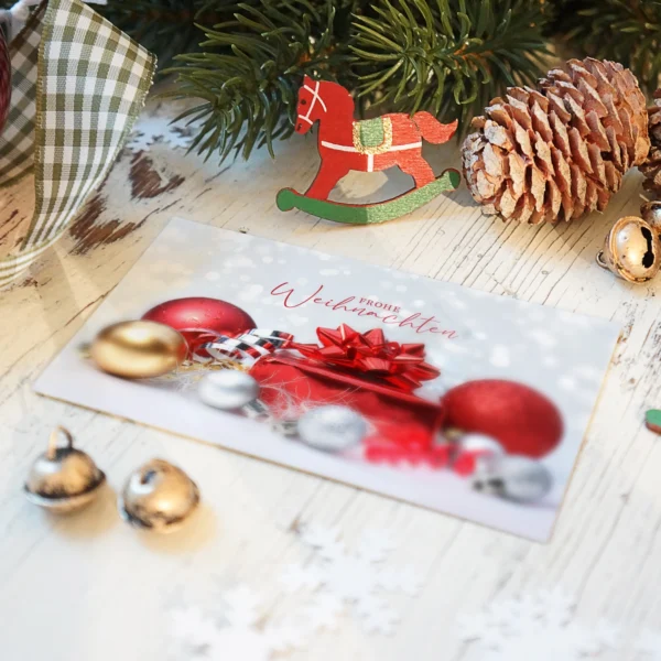 15 edle Weihnachtskarten - Klappkarte  12 x 18cm Motiv schöne Weihnachtskugeln – Bild 7