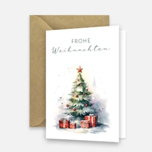 1 Weihnachtskarte mit Aquarellmotiv Weihnachtsbaum 10,5x14,8cm - Klappkarte