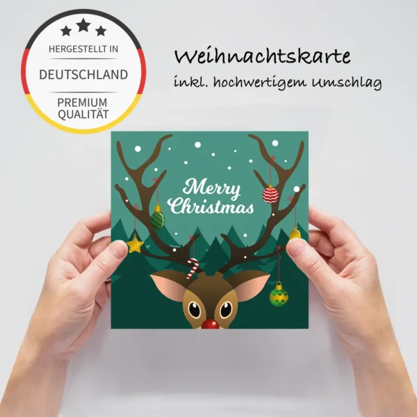 1 bezaubernde Weihnachtskarte mit Rehmotiv +  1 Kuvert – Bild 4