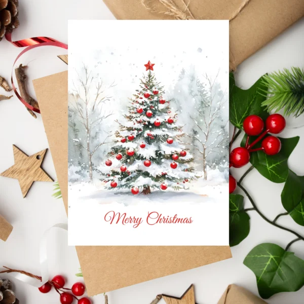 Weihnachtskarte mit Aquarellmotiv Weihnachtsbaum 10,5x14,8cm - Klappkarte – Bild 4