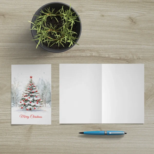 Weihnachtskarte mit Aquarellmotiv Weihnachtsbaum 10,5x14,8cm - Klappkarte – Bild 7