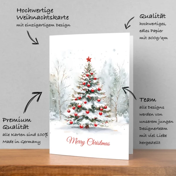 Weihnachtskarte mit Aquarellmotiv Weihnachtsbaum 10,5x14,8cm - Klappkarte – Bild 5