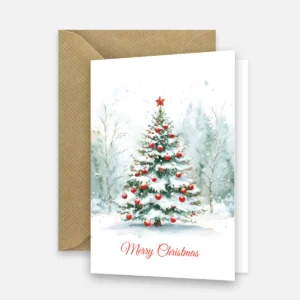 Weihnachtskarte mit Aquarellmotiv Weihnachtsbaum 10,5x14,8cm - Klappkarte